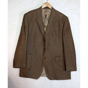 Lauren Ralph Lauren Men's Suit Jacket Blazer Size 46R Wool & Silk Brown EUC